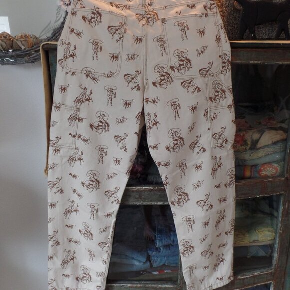URBAN OUTFITTERS BDG Cowboy Print NWOT Straight Fit Utility Jeans Size 36 UNISEX - Picture 7 of 10